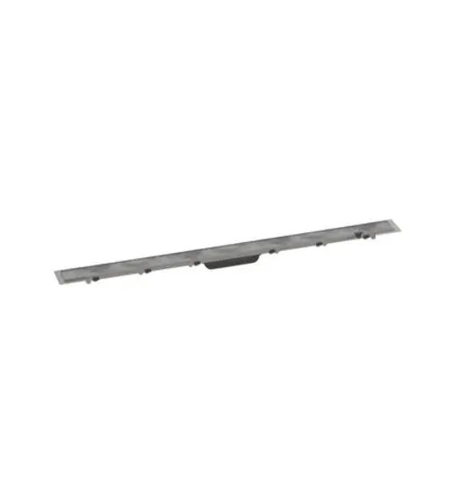 Hansgrohe Duschrinne aus Edelstahl, schmal und länglich, glatt und ohne sichtbare Fugen. Geeignet zum Einlegen von Fliesen.